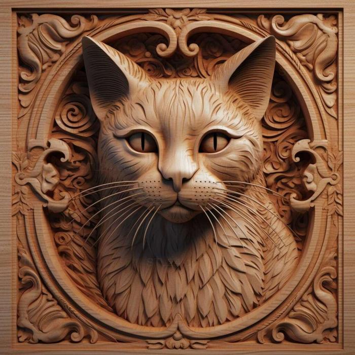 Nature and animals (Pixie bob cat 3, NATURE_7159) 3D models for cnc